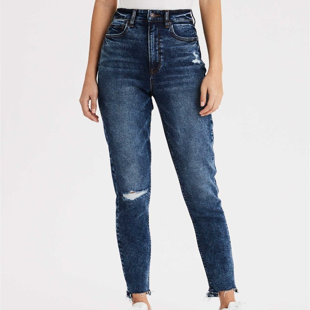 NWOT American Eagle Highest Rise Mom Jeans in Dark Denim Blue